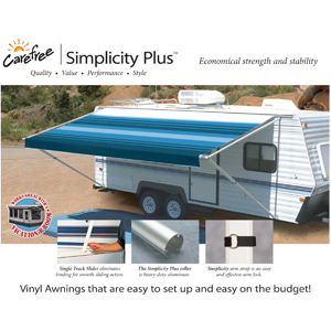 12' Ocean Blue Simplicity Plus Vinyl Awning w/ Mill Castings