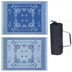 Blue 9' x 12' Floral Mat