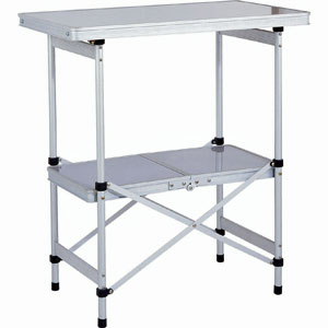 Double Shelves Aluminum Folding Table