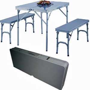 Aluminum Folding Table w/2 Benches