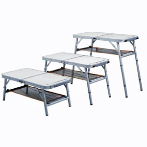 Aluminum Folding Table w/ Mesh Shelf