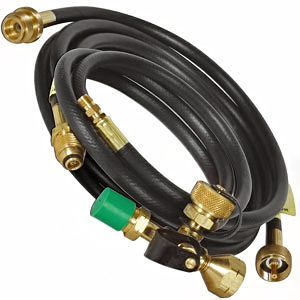 Brass Propane Tee w/4 Pts & 5'/12' Hose