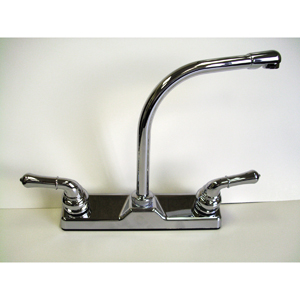 Chrome 8" 2-Handle Hi-Rise Tea Pot Style Kitchen Faucet