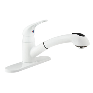 White Pull-Out Kitchen Faucet