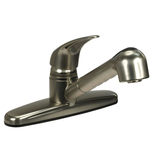 Satin Nickel Plastic Pull-Out Kitchen Faucet