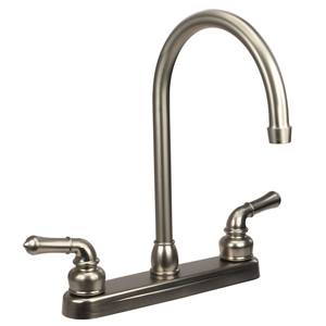 Satin Nickel J-Spout Kitchen Faucet