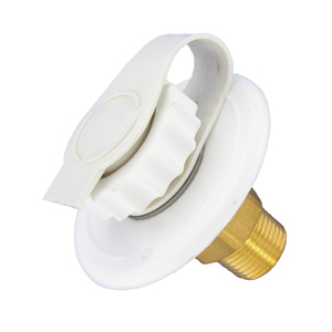 Lead Free White Plastic 2-3/4" Water Inlet w/ Brass Valve, Bulk