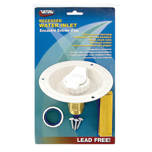 Lead Free Colonial White Metal Recessed Water Inlet w/ Brass Valve, Carded
