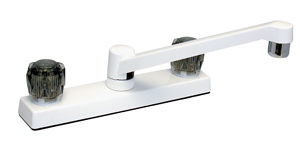 Lead Free White 2-Handle 8" Kitchen Faucet w/ Smoke Knobs