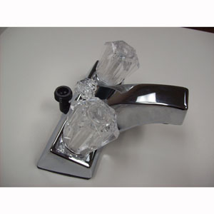 White 4" 2-Handle Lavatory Faucet w/ Diverter & Clear Knobs