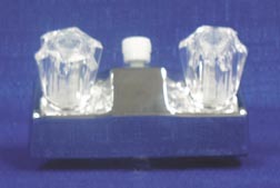 White 4" 2-Handle Shower Faucet w/ Diverter & Smoke Knobs