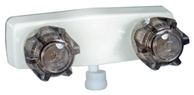 White 2-Handle 4" Shower Valve w/ Smoke Knobs