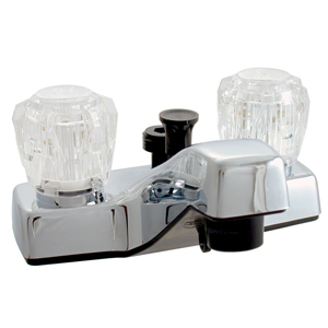 Chrome 2-Handle 4" Lavatory Faucet/Diverter w/ Clear Knobs