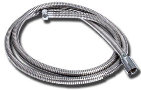 White 60" Double Hooked Stainless Steel Shower Hose