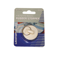 White 1-1/8" Sink Stopperw/ Ring, Carded
