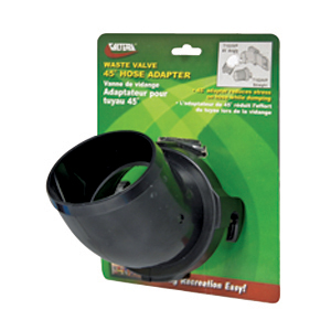 Black 45  deg Waste Valve Hose Adapter, Carded