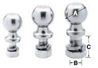 1-7/8" x 1" x 2-1/8" Zinc Hitch Ball, Pkg