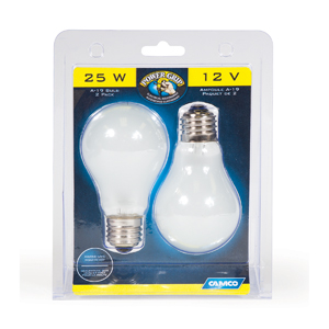2/pk 25W/12V A-19 House Style Bulb