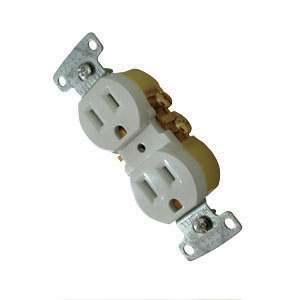 White Duplex Self-Contained Receptacle w/ Ground