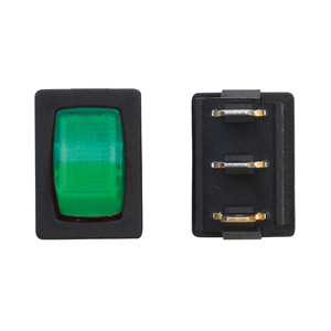 Black/Green Illuminated Mini 12 Volt Switch