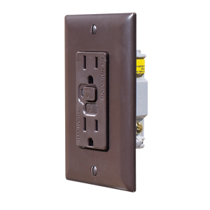 Brown Dual GFCI w/ Cover Outlet