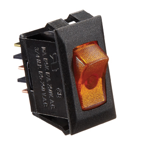 Black 10A SPST On/Off Rocker Switch w/ Amber Light