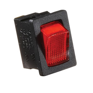 Black w/ Red SPST On/Off 20A Rocker Switch