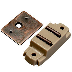 Tan Surface Mount Magnetic Catch, w/ Flat Strike, 2/pk