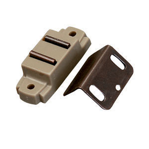 Tan Surface Mount Magnetic Catch, w/ "L" Strike, 1/pk