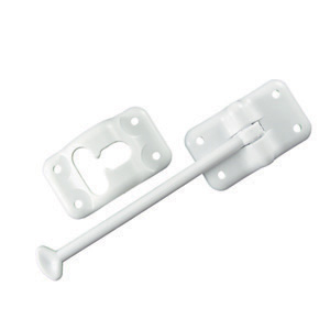 White Plastic w/ Bumper 3-1/2" Straight T-Style Entry Door Holder