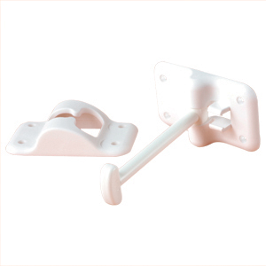 White Plastic 3-1/2" Straight T-Style Entry Door Holder