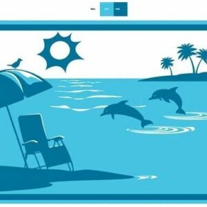 Faulkner 53000 Beach And Dolphins Turquoise RV Patio Mat - 9' x 12'