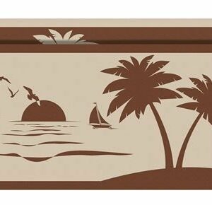 Faulkner 53001 Beach And Palm Trees Beige RV Patio Mat - 9' x 18'