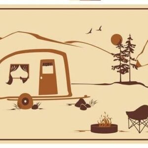 Faulkner 53005 Home Is Where We Park It Beige RV Patio Mat - 9' x 18'