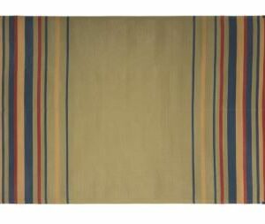 Faulkner 68845 Reversible RV Outdoor Patio Mat - Blue, Brick, Beige & Green Striped Design - 9' x 12'