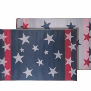 Faulkner 68877 Reversible RV Outdoor Patio Mat - Red, White & Blue Stars N' Stripes Design - 8' x 20'
