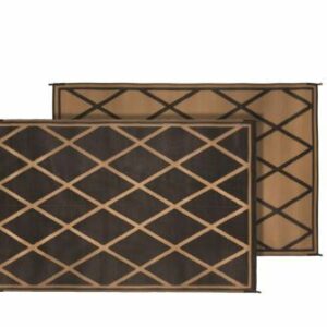 Faulkner 68900 Reversible RV Outdoor Patio Mat - Black & Beige Diamond Design - 8' x 20'