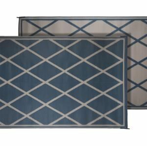 Faulkner 68912 Reversible RV Outdoor Patio Mat - Blue & Ivory Diamond Design - 9' x 12'