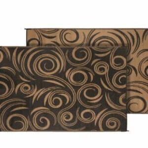 Faulkner 69098 Reversible RV Outdoor Patio Mat - Black & Beige Swirl Design - 8' x 20'