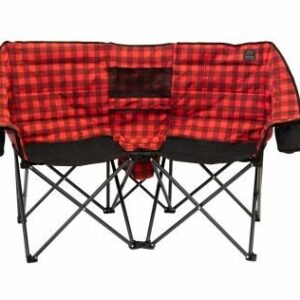 Kuma KO872-KM-KBDC-RB KOZY BEAR DOUBLE CHAIR With CENTER COOLER - RED BLACK PLAID