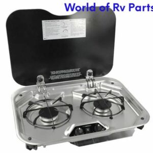 Suburban 3031AST 2 Burner Cooktop Stainless Steel With Glass Lid
