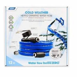 Camco (22910) 12ft TastePURE Heated Drinking Water Hose with Thermostat - Lead and BPA Free, Reinforced for Maximum Kink Resistance, 1/2"Inner Diameter