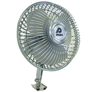 Chrome Oscillating Bolt-On 2-Speed Fan 12 Volt